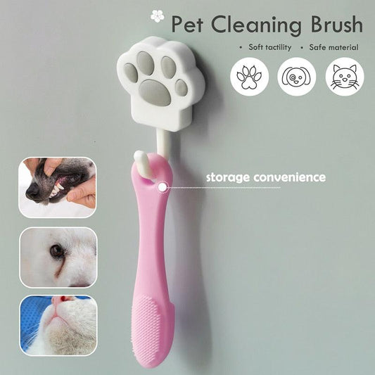 Soft Silicone Pet Finger Toothbrush Eye Care Grooming Cleaning Brush Tool