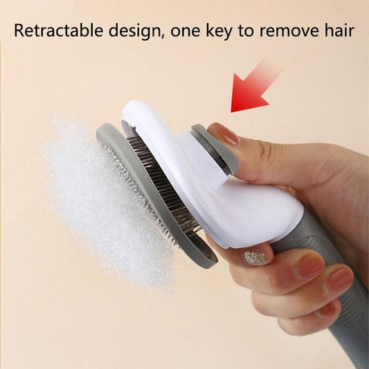 Pet Hair Remover Dog Brush Cat Comb Grooming Tools Dogs Accessories Cat Supplies Stainless Steel Beauty Massage Comb Dog Cat Brush Pet Brush for Long and Short Hair with Self-Cleaning Brush