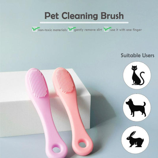 Soft Silicone Pet Finger Toothbrush Eye Care Grooming Cleaning Brush Tool