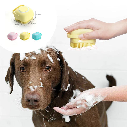 Silicone Dog Bath Massage Glove Brush Shampoo Dispensing Pet Grooming Tool