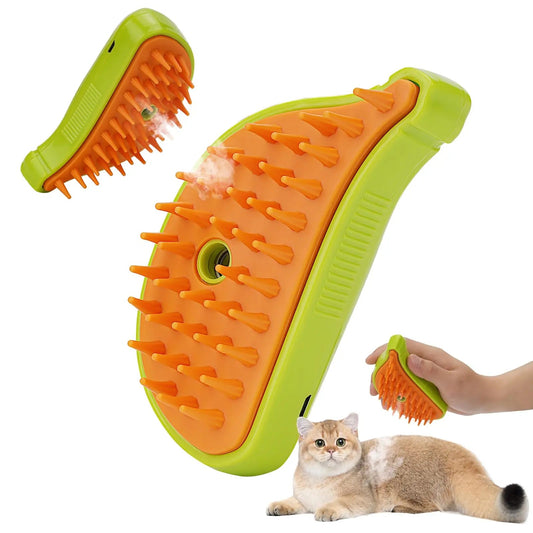 3-in-1 Pet Steam Brush Spray Massage Grooming Hair Removal Comb